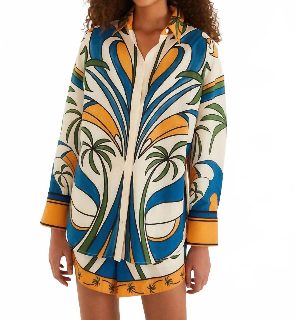 NEW FARM RIO print relaxed shirt in tropical graphic